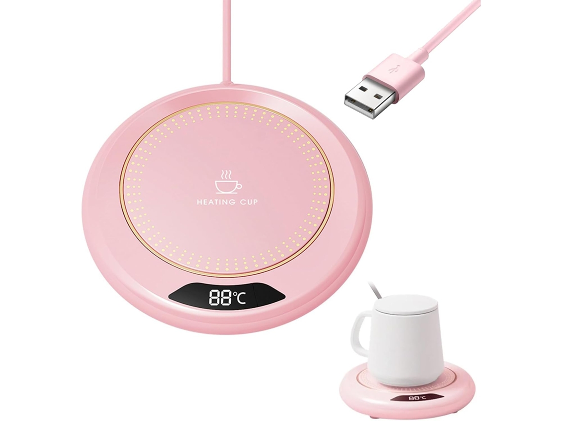 Aquecedor de Xicaras e Velas com 3 Temperaturas, Eletrico Usb, Aquecedor de Bebidas e Cha, Desligamento Automatico Rosa ZYBLSSBB