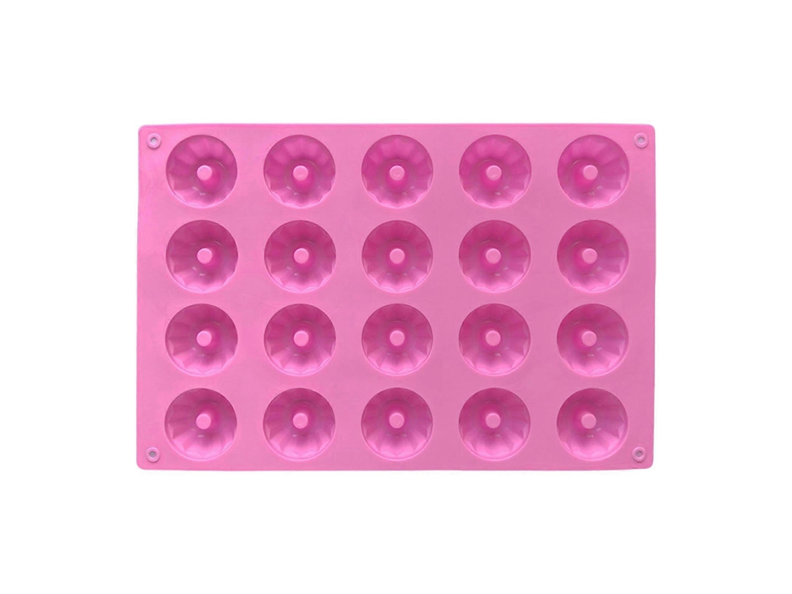 Formas De Silicone Funcionais Rosa Com 20 Cavidades Para Mini Bolos, Muffins, Brownies E Pudins. Antiaderentes.
