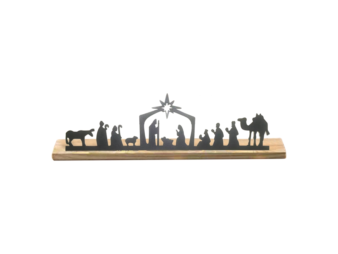 Vela De Ferro De Natal (com Base De Madeira, Decoração De Metal)