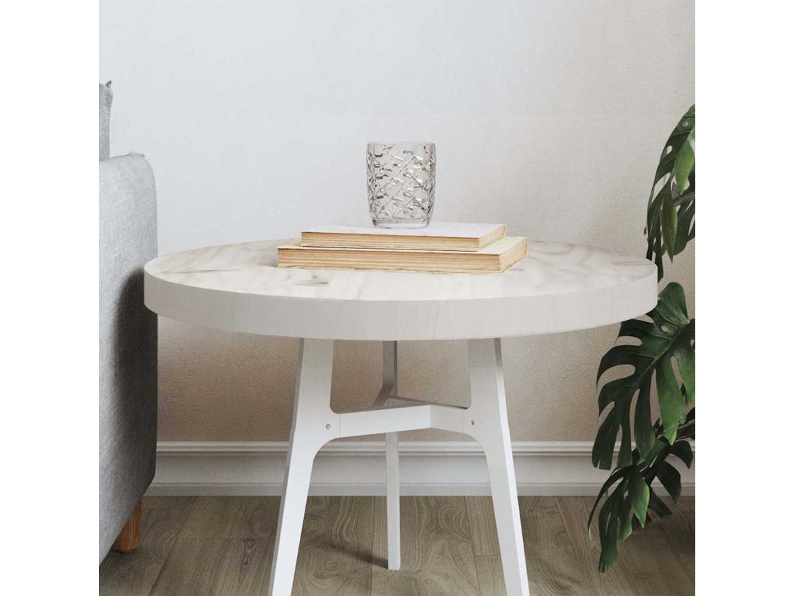 Vidaxl Tampo De Mesa Redondo Ø50x3 Cm Madeira De Pinho Maciça Branco