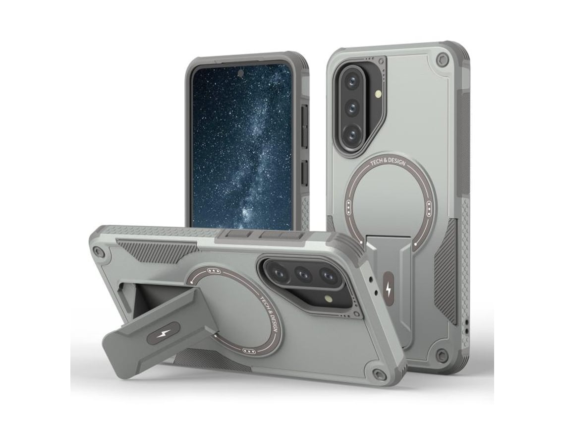 Capa Para Samsung Galaxy A37, Capa Protetora Magnética Com Suporte (cinza) Digitallab