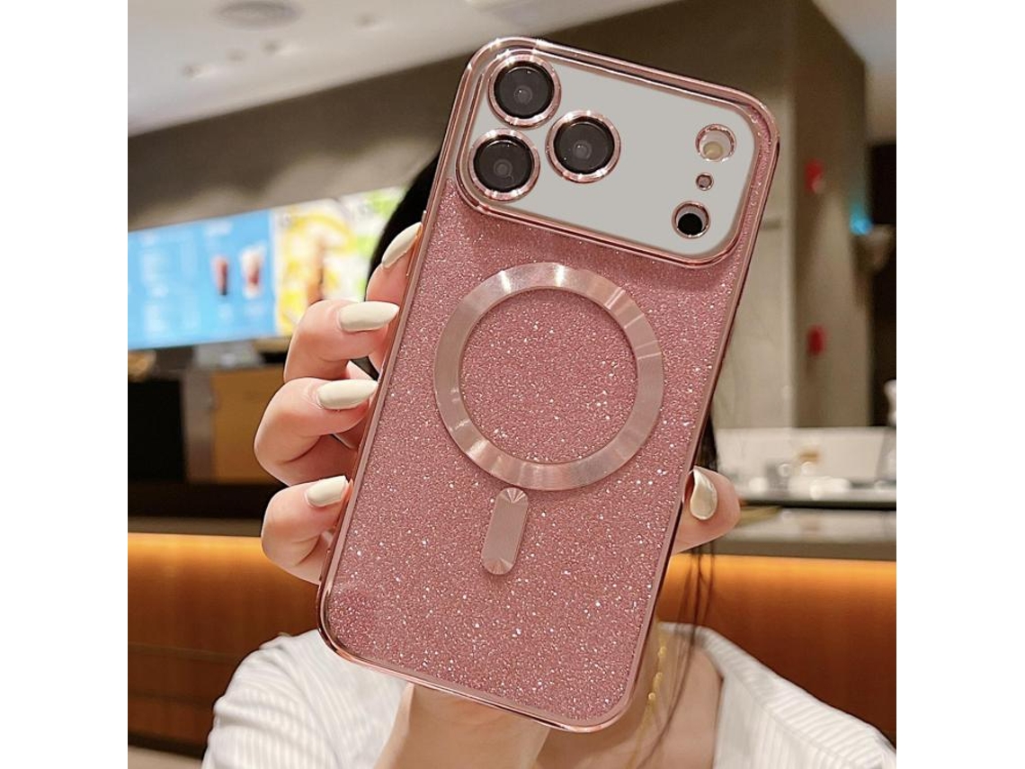 Capa De Tpu Para Iphone 17 Pro Max - Glitter - Acabamento Eletroplástico - Magsafe