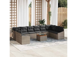 Vidaxl Conjunto De Sofá De Jardim 11 Unid. Cinzeto Vime Pe