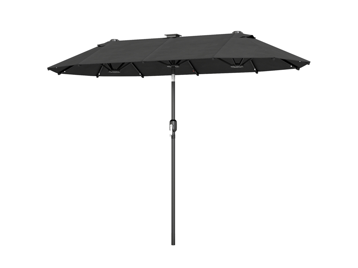 Guarda-sol Duplo de Jardim com Iluminação Solar, Virabrequim e 2 Saídas de Ar (3x1,5m) Cinza | S/MARCA