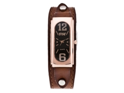 Relógio Masculino de Pulseira de Pu Vintage com Números Romanos e Movimento de Quartzo Café Claro