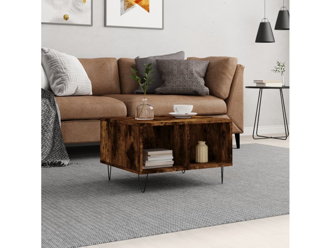 Vidaxl Mesa De Centro 60x50x36,5 Cm Derivados Madeira Carvalho Fumado