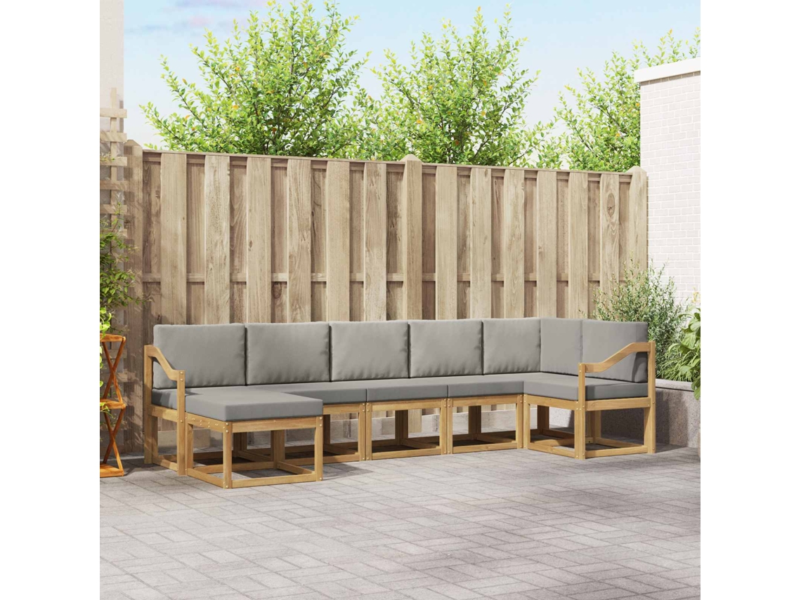 Vidaxl Conjunto De Sofás Para Exterior 7 Pcs Branco E Cinzento-claro