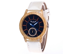 Relógio de Pulso Feminino de Quartzo com Pulseira de Couro Pu Estilo Simples Dial Redondo Branco
