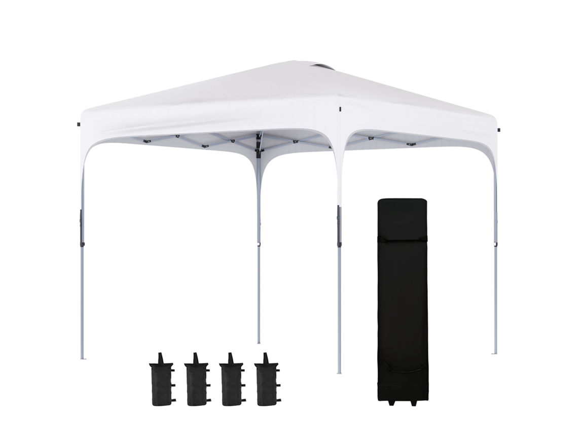 Tenda Dobrável 2,5x2,5x2,68cm De Jardim Com Proteção Uv 50+ Altura Ajustável Com 4 Bolsas De Areia E De Transporte Para Acampamento Festas Pátio