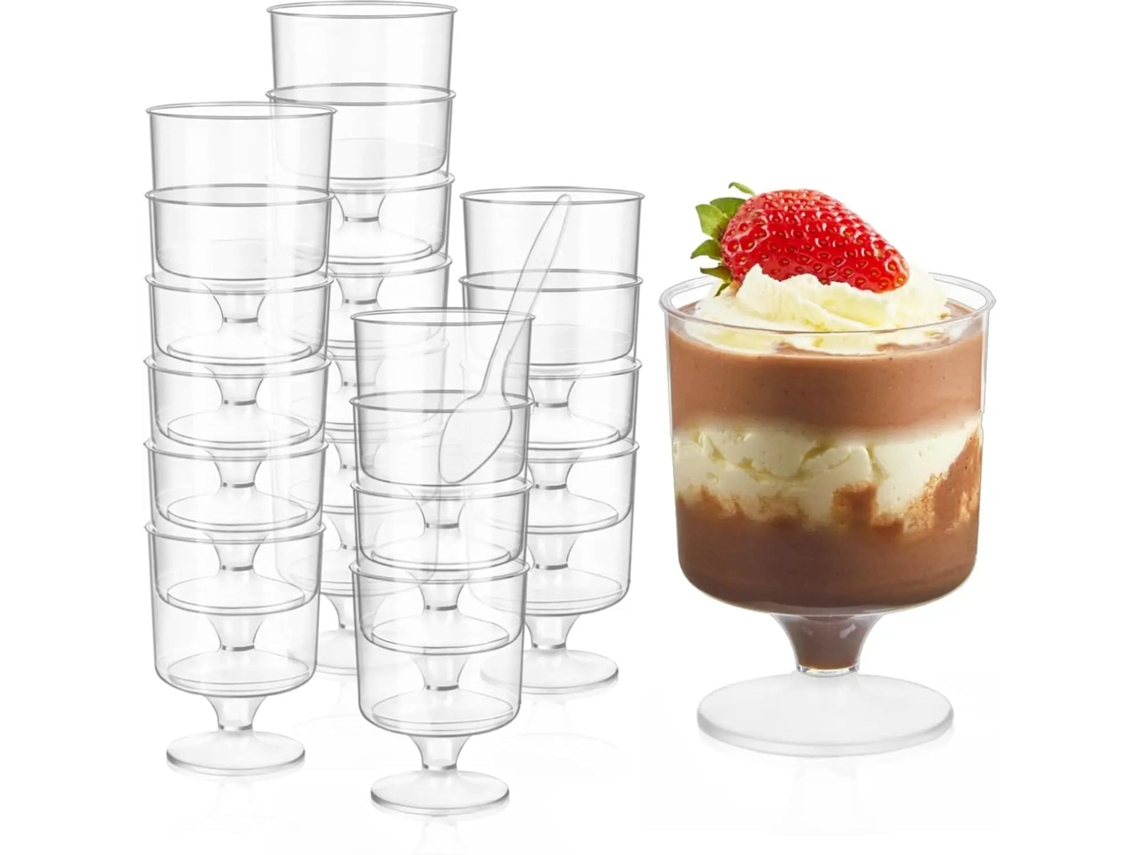 10 Mini Copos De Sobremesa De 148 Ml (5 Onças) Com Colheres, Pequenos Copos De Plástico.