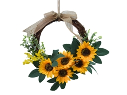 Coroa de Girassol Artificial Rotin Decorativa 26cm | S/MARCA