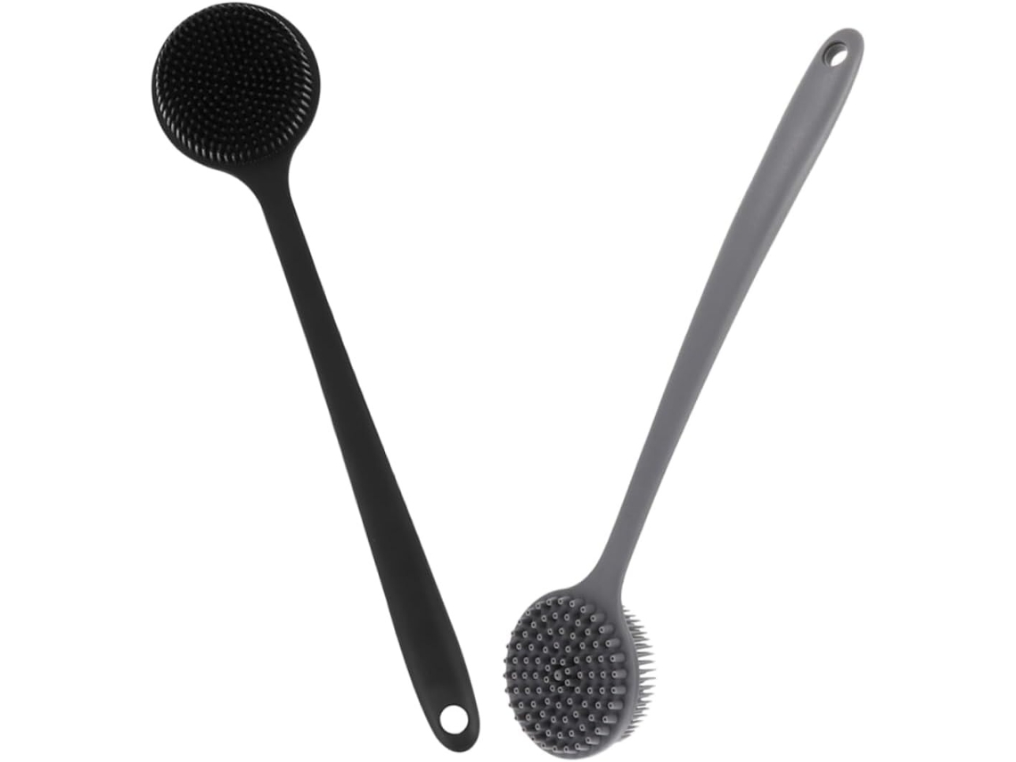 Lurelia Kit De 2 Escovas De Silicone Para Banho De Cuidado Corporal, Cabo Longo, Massagem Suave E Portátil, Uso Diário