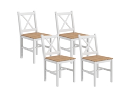 Conjunto De 4 Cadeiras Para Cozinha E Sala De Estar Com Encosto Em Cruz, Em Madeira De Pinho, 41x46.5x86 Cm