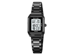 Relógio Eletrônico Feminino Pequeno Skmei 2493 Com Pulseira Quadrada De Aço.