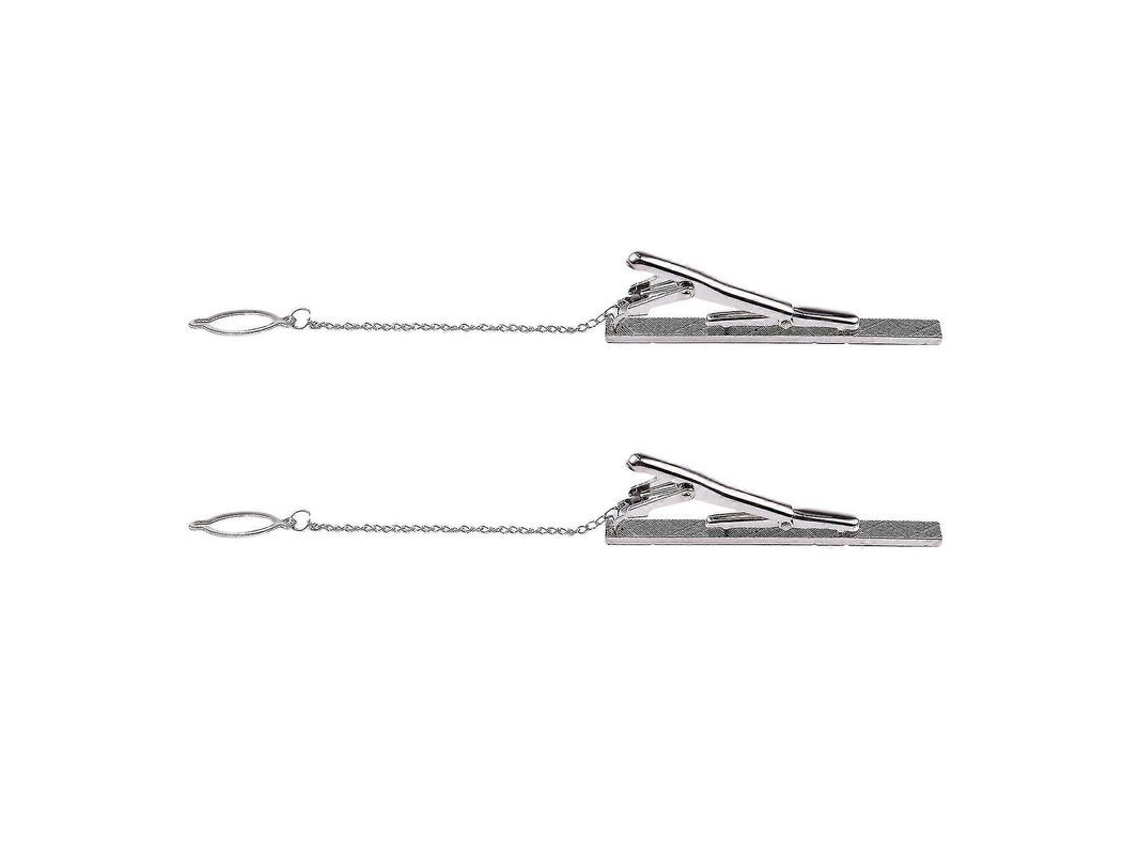 2026 2 Clips de Corbata de Acero Inoxidable Tono Plata Práctico para Hombres Con Resorte Y Diseño Simple