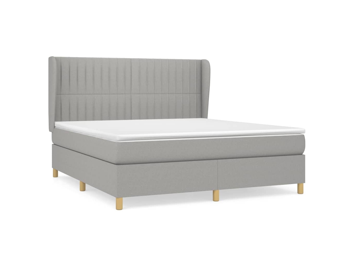 Cama com Molas/Colchão 160x200 Cm em Tecido Cinzento Claro MAISON EXCLUSIVE