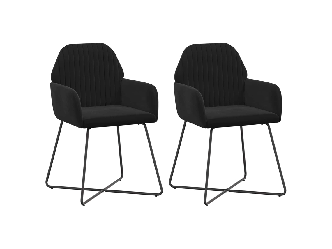 Conjunto 2 Cadeiras De Jantar Vidaxl Preto Veludo (55 X 50 X 84 Cm)