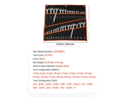 Conjunto De Chaves Ajustáveis, Design De Extremidade Aberta, Funcionalidade De Catraca, 32pcs