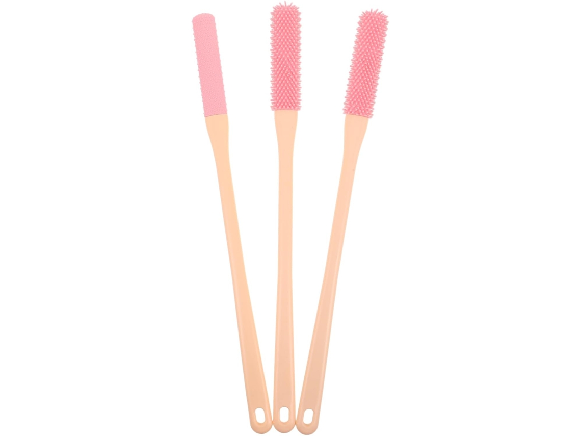Conjunto De 3 Escovas Borracha Macia Para Os Pés, Limpeza Suave E Anti Coceira, Tamanho Compacto, Rosa, Para Limpeza Dos