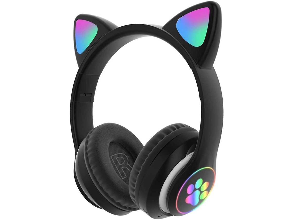 Auscultadores Led de orelha de gato fashion para jogos com iluminação preta