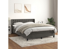 Cama Com Molas/colchão 140x200 Cm Veludo Cinzento-escuro