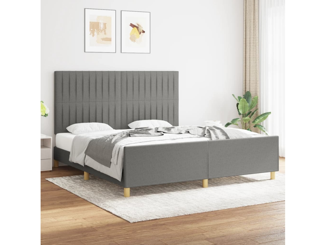 Vidaxl Estrutura De Cama Sem Colchão 180x200 Cm Tecido Cinzento-escuro
