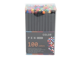 Canetas Fineliner em 100 Cores com Tinta Brilhante de Secagem Rápida e Ponta, 4 Mm Que Minimiza Borrões. Ideais para Escrita AQUAFORGE