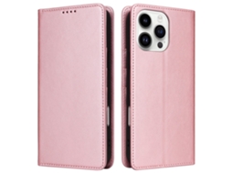 Capa Bloqueio Rfid Para Iphone 14 Pro Pele Sintética Rosa