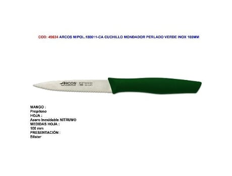 Arcos m/pol.188611-ca cuchillo mondador perlado verde inox 100mm