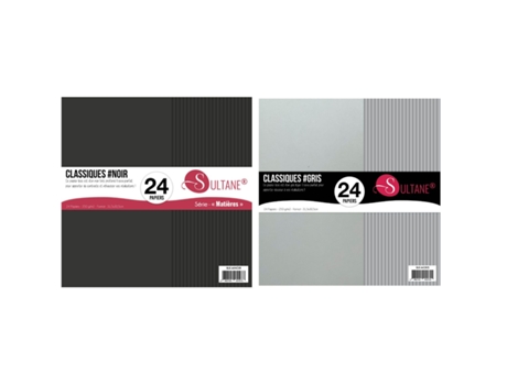 48 Papéis de Scrapbook Cinza + Preto 300G/M² Sultane