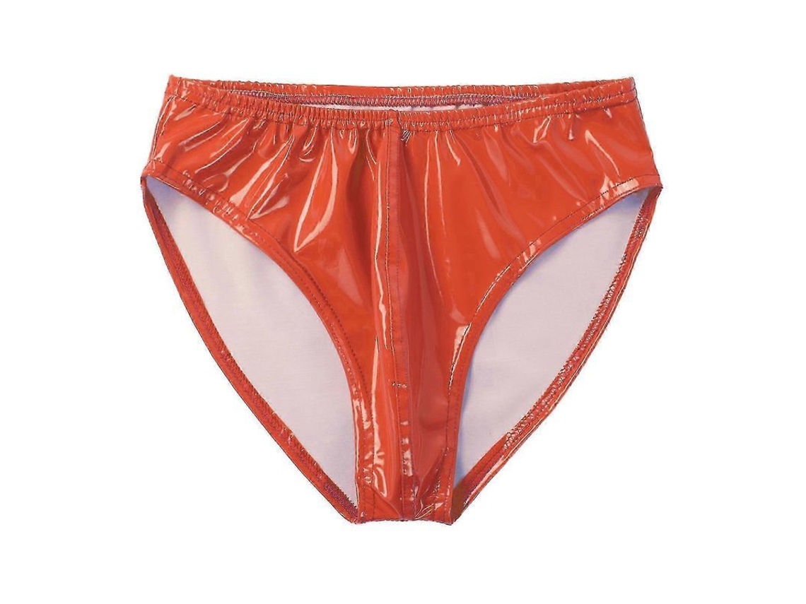 Sutiãs de Couro Patente com Efeito Molhado para Homens, Cintura Elástica, para Clubes e Dança de Pólo Laranja