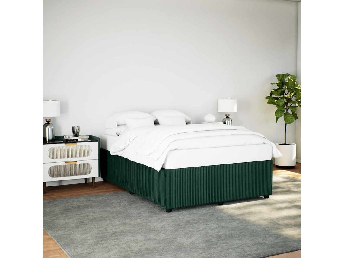 Vidaxl Estrutura De Cama Sem Colchão 160x200 Cm Veludo Verde-escuro