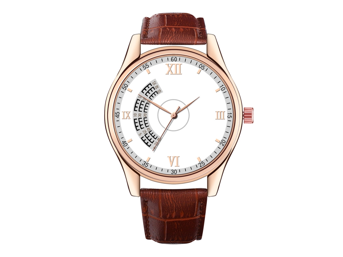 Reloj De Pulsera Para Hombre De Cuero Casual Con Dial Redondo Analógico De Cuarzo (blanco Marrón)