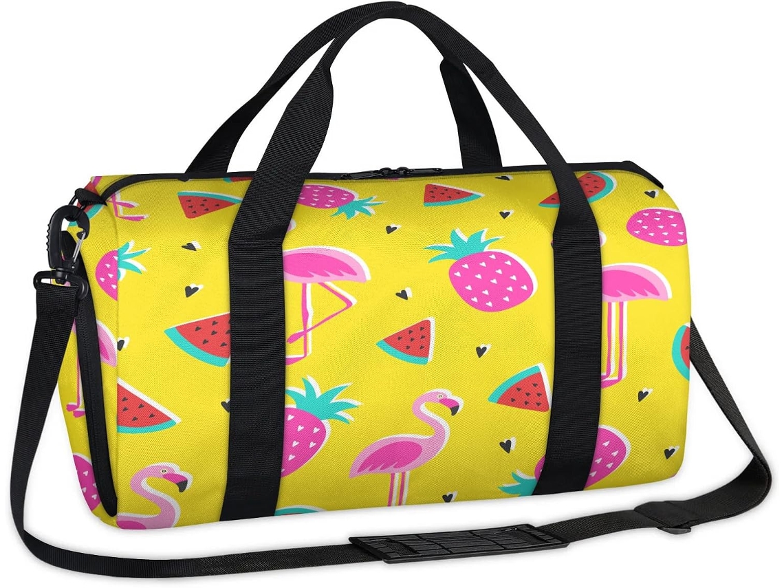 Bolsa Esportiva em Formato de Flamingo e Abacaxi Bolsa Esportiva Casual para Fins de Semana 45 X 21 5 X 23 C