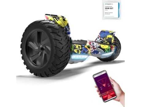 Hoverboard elétrico RCB de 8,5 polegadas para todos os terrenos com controle por aplicativo e luzes LED Bluetooth.