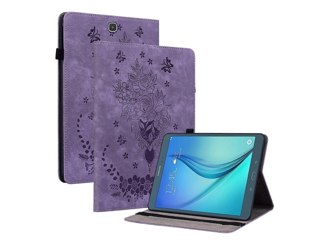 Capa de couro para tablet Webake com estampa de borboleta rosa