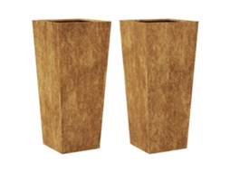 Conjunto 2 Vaso de jardim VIDAXL Aço (35x35x75cm)