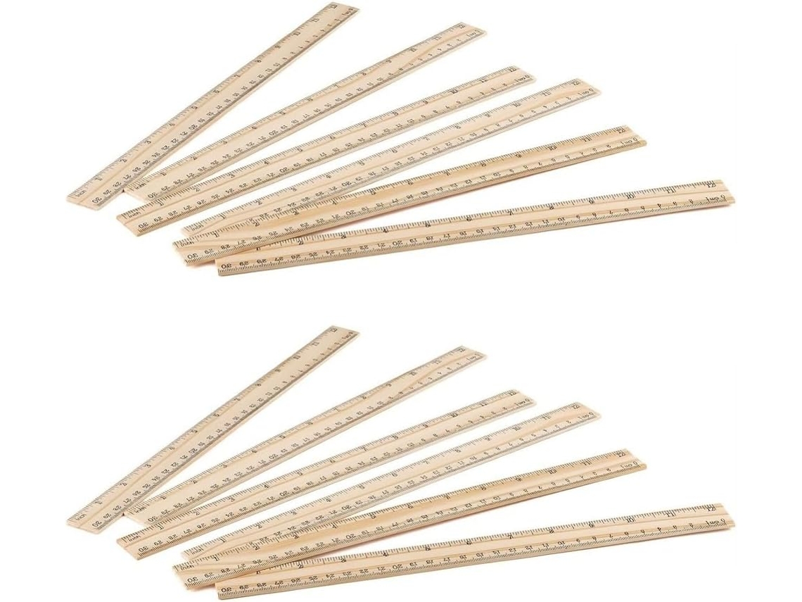 Réguas De Madeira De 30 Cm Com Bisel Duplo Para Sala De Aula