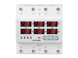 Protector de Tensão e Corrente Ajustável de 3 Fases com Tela Digital e Recuperação Automática AC220-380V 40A S/MARCA