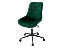 Cadeira de Escritório com Rodízios Verde com Capa de Veludo e Estrutura Metálica ML-DESIGN