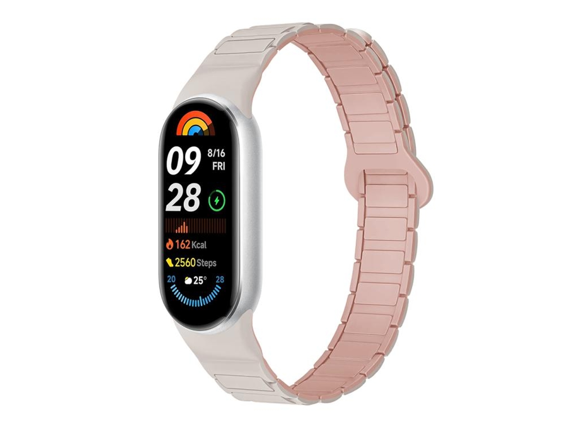 Bracelete para Xiaomi Smart Band 10/9/8 Silicone Magnético com Três Esferas Rosa Estrela XIAOMOYU