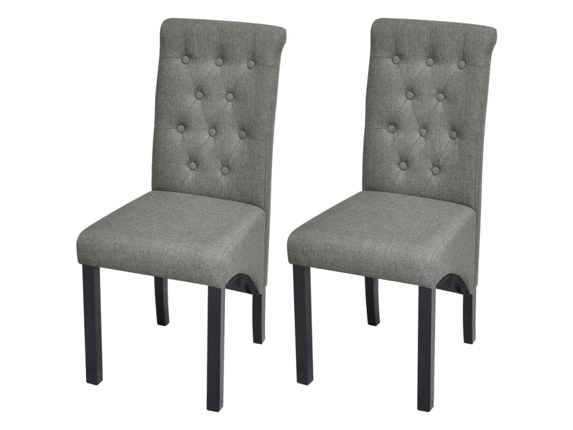 Vidaxl Cadeiras De Jantar 2 Pcs Tecido Cinzento-claro