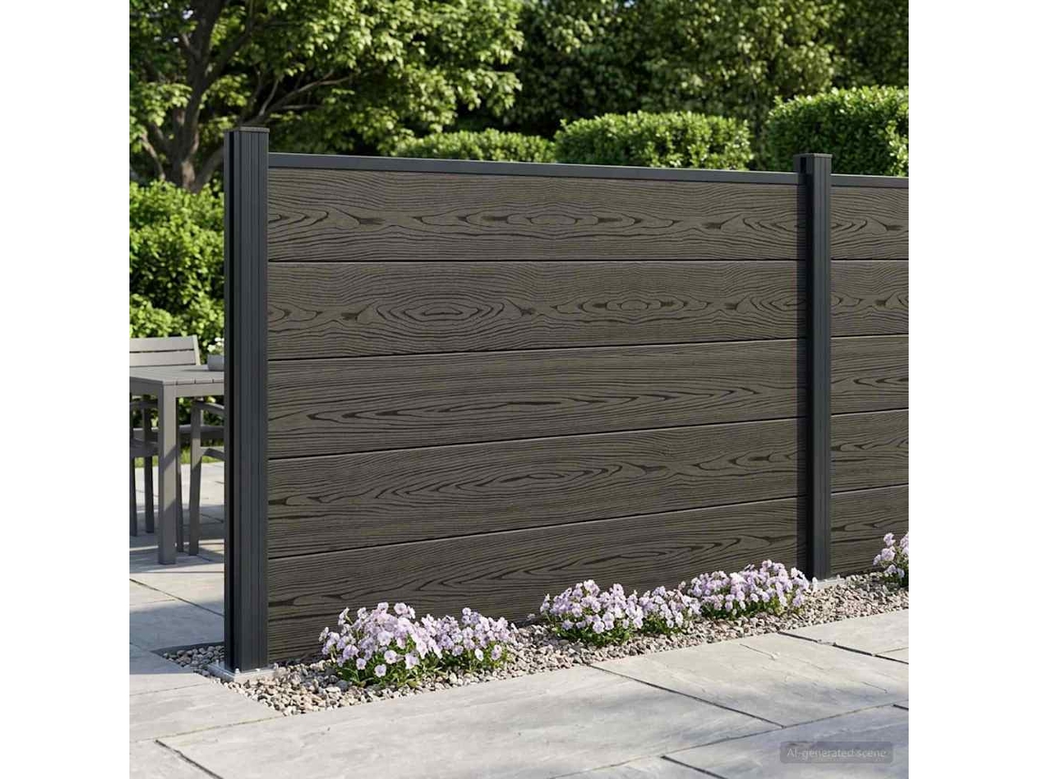Vidaxl Conjunto De Cercas 180 X 105 Cm Wpc E Alumínio Preto