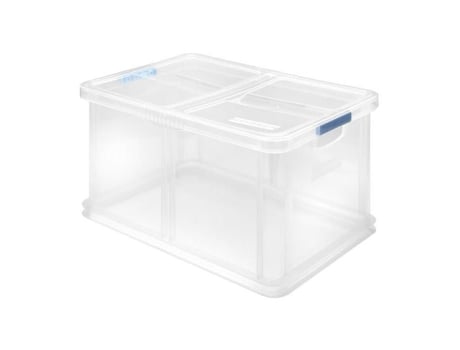 Caixa de armazenamento com tampa 60 × 40 × 30 cm 60 L Unibox, plástico Heidrun