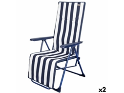 Ligstoel Aktive Branco Azul Marinho Reclinável Às Riscas 147 X 70 X 48 Cm 2 Unidades