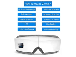 Massageador De Olhos 4d Inteligente Airbag Vibração Eye Care Instrumento Hot Compress Bluetooth Eye Massage Óculos Fadiga Bolsa Rugas