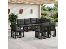 Vidaxl Conjunto De Sofás Para Exterior 8 Pcs Preto E Cinza Escuro