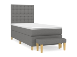 Cama com Molas e Colchão Tecido Cinzento Escuro MAISON EXCLUSIVE (90x200 cm)