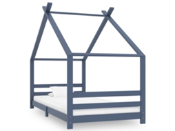 Vidaxl Estrutura De Cama Para Crianças 90x200 Cm Pinho Maciço Cinzento