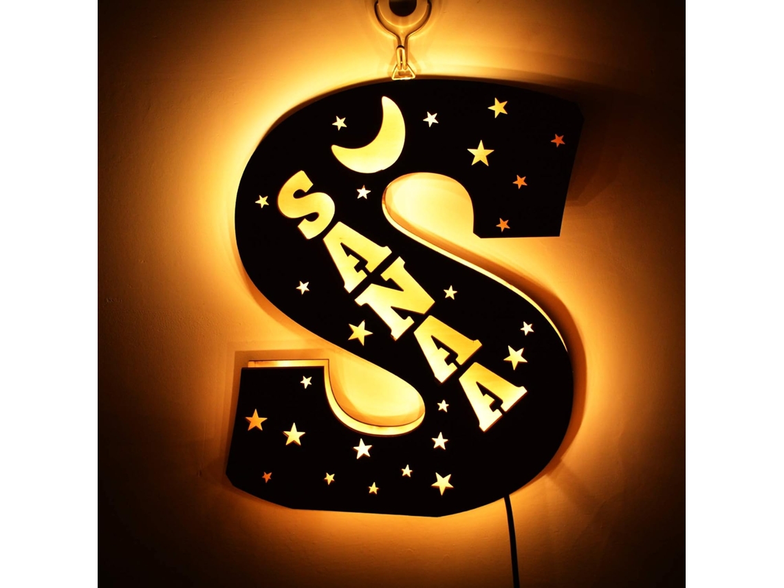 Iluminação de Parede Personalizada Com Design Gravado Lua E Estrela, Ideal Quarto, Natal, Casamento, Presente